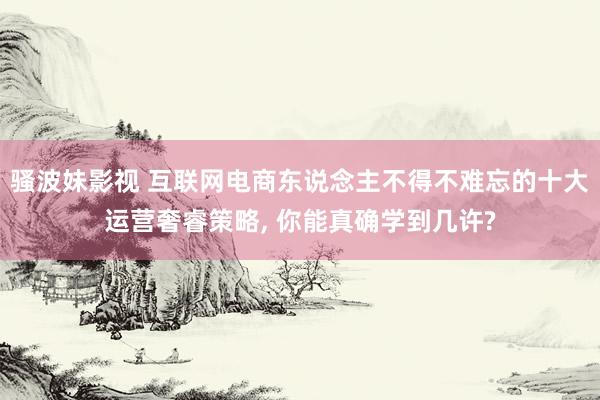 骚波妹影视 互联网电商东说念主不得不难忘的十大运营奢睿策略， 你能真确学到几许?